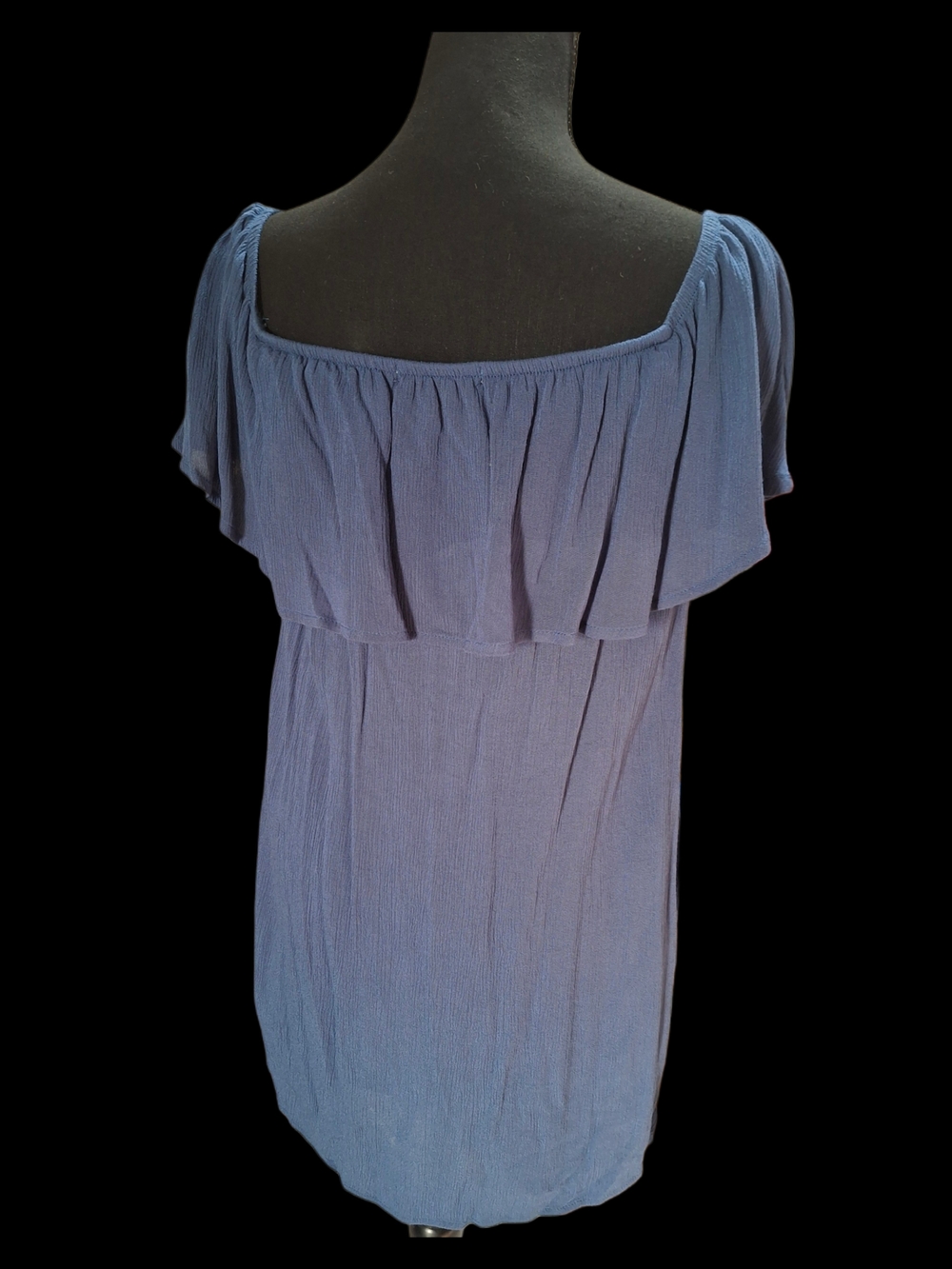 Copper Key Dusty Blue Off-Shoulder Ruffle Mini Dress - Picture 3 of 8